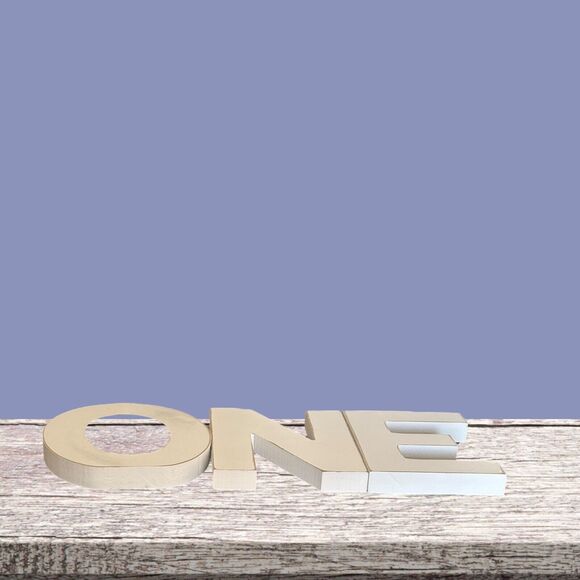 Alphabet Wall Decor, Craft, Large Wooden Letters O N E Distressed White 6" - Picture 13 of 13
